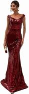 lin lin q women's off shoulder sequin maxi dress, sleeveless backless slim fit mermaid evening party gown logo