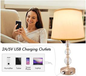 img 2 attached to Enhance Your Space with Touch Control Crystal Lamps - Dimmable Table Lamp Set with USB Port, Perfect for Living Room and Bedroom Decor, Includes LED Bulb and Adapter