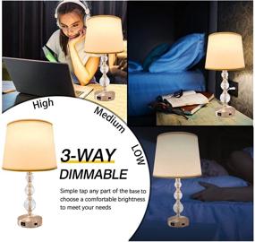 img 1 attached to Enhance Your Space with Touch Control Crystal Lamps - Dimmable Table Lamp Set with USB Port, Perfect for Living Room and Bedroom Decor, Includes LED Bulb and Adapter