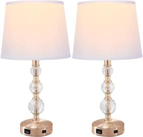 img 4 attached to Enhance Your Space with Touch Control Crystal Lamps - Dimmable Table Lamp Set with USB Port, Perfect for Living Room and Bedroom Decor, Includes LED Bulb and Adapter