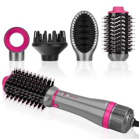 img 4 attached to 💨 IG INGLAM Hair Dryer Brush Set: 4 in 1 Blowout Brush with Negative Ion Technology and Detachable Styler Volumizer - Hot Air Hair Dryer Brush for Efficient Styling - Silver