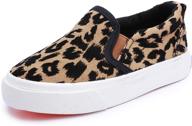 leopard print canvas sneakers for toddler/little kid - boys' and girls' slip-on loafer shoes with flats logo