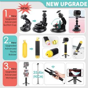 img 2 attached to 📸 Vamson 63-in-1 Accessories Kit: Mounts, Tripods, and More for GoPro Hero 10 9 8 7 6 5 Black, DJI OSMO Action Camera, Insta360, Xiaomi Yi 4K, and More