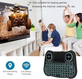 img 2 attached to 🔋 Rechargeable Backlit 2.4G Mini Wireless Keyboard with Touchpad Mouse Combo and QWERTY Keypoard - Handheld Keyboard Remote Control for Android TV Box, HTPC PS3, PC