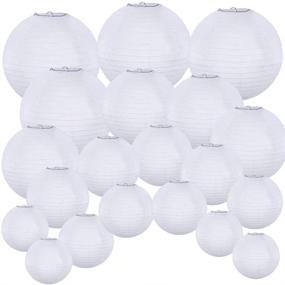 img 3 attached to 🏮 Supla 20 Pack Chinese White Paper Lantern Set - Various Sizes - Wedding Party Decorations