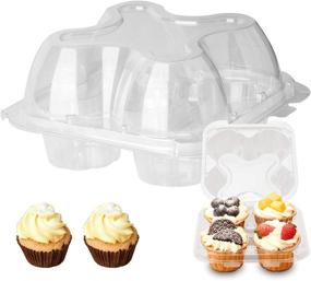 img 3 attached to 30-Pack 4-Cavity Cupcake Containers with Clear Plastic Disposable Cake Box, Cupcake Boxes with Four Compartments for Convenient Cupcake Transportation and Storage - Perfect Party Supplies