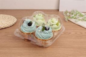 img 2 attached to 30-Pack 4-Cavity Cupcake Containers with Clear Plastic Disposable Cake Box, Cupcake Boxes with Four Compartments for Convenient Cupcake Transportation and Storage - Perfect Party Supplies