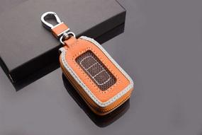 img 1 attached to 🔑 Protective Car Key Case: Premium Leather Holder with Zipper & Metal Hook - Orange
