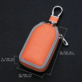 img 2 attached to 🔑 Protective Car Key Case: Premium Leather Holder with Zipper & Metal Hook - Orange