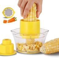 🌽 corn stripper peeler & remover with measuring cup and grater - kitchen tool for slicing, cutting, and stripping corn logo