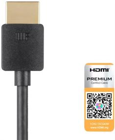 img 2 attached to Monoprice Ultra Slim Series High Speed HDMI Cable - 1ft - Black, Certified Premium, 4K@60Hz, HDR, 18Gbps, 36AWG, YUV, 4:4:4 - Enhanced SEO