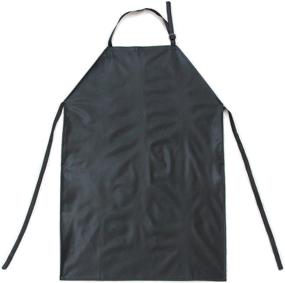 img 2 attached to 👨 Black Heavy Duty Waterproof Apron with Neck Adjuster - Durable Long Kitchen Dishwashing Bib | 41"x 27" | PVC Vinyl Material