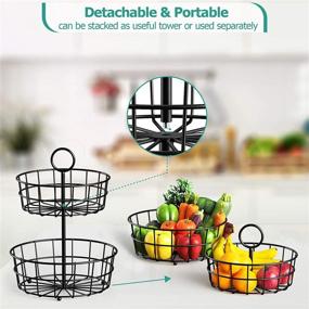 img 3 attached to 🍎 STEELGEAR 2 Tier Fruit Basket: Organize and Display Fresh Fruits and Vegetables in Style with Detachable Holder - Perfect for Kitchen Countertops and Dining Room