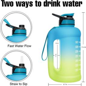 img 2 attached to PASER 64oz Motivational Water Bottle with Straw &amp; Dual Handle 💧 - Time Marker, Leakproof BPA Free for Camping, Sports, Workouts, and Outdoor Activities