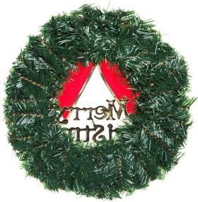 img 2 attached to 🎄 Tvoip Christmas Wreath - Merry Christmas 12 Inch Front Door Ornament - Wall Artificial Pine Garland for Party Decor