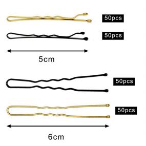 img 2 attached to Stylish and Convenient: 320 Pcs Bobby Pins U Hair Pins Set for Women Girls with 200 Gold Black Different Shapes Hair Pins and 120 Rubber Hair Bands in Clear Storage Box