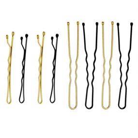 img 3 attached to Stylish and Convenient: 320 Pcs Bobby Pins U Hair Pins Set for Women Girls with 200 Gold Black Different Shapes Hair Pins and 120 Rubber Hair Bands in Clear Storage Box