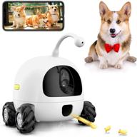 📷 ajk ios app compatible smart pet camera with dog treat dispenser & wifi pet monitor - 1080p night vision, 2 way audio, video tossing feeder for puppy dogs & cats (white) logo