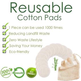 img 1 attached to 🌿 Organic Bamboo Reusable Makeup Remover Pads - 20 PCS with Laundry Bag: Washable Facial & Eye Cotton Rounds