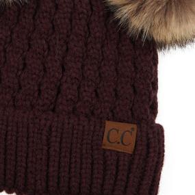 img 2 attached to C.C Hatsandscarf Exclusives Cable Knit Double Pom Winter Beanie: Stylish Headwear for Cold Weather (HAT-2055)(HAT-23)