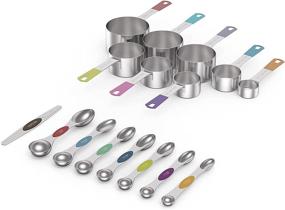 img 3 attached to Earl Diamond 16 Piece Stainless Steel Measuring Cups and Magnetic Spoons Set – 8 Metal Measuring Cups, 7 Double Sided Stackable Magnetic Measuring Spoons, and 1 Leveler