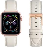 🍎 omiu квадратные браслеты для apple watch 38 мм 40 мм 42 мм 44 мм - замена настоящей кожаной ленты для apple watch series 6/5/4/3/2/1, iwatch se (белый браслет/розовое золото коннектор, 38 мм 40 мм) логотип