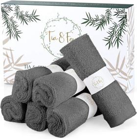 img 4 attached to 🌿 Bamboo Soft Wash Cloths for Sensitive Skin: Tia & Fey Face Cloth Set of 6, Organic Bamboo, Makeup Remover, Reusable Absorbent Washcloths, Grey, 10x10 Inch