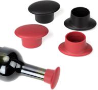 🍾 silicone bottle stoppers - reusable wine/beer/drink caps - unbreakable sealer covers (4 pack, assorted colors) - fits bottle tops 0.98-1.3 inches логотип