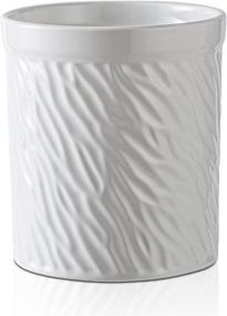 img 4 attached to 🍳 Homtop Large Ceramic Kitchen Utensil Holder, Countertop Crock for Ample Cooking and Baking Tools Storage, 6.2 x 7 inches, Deep and Stable, White