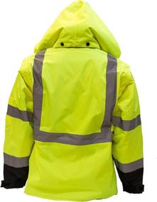 img 3 attached to Теплая рабочая одежда Troy Hi-Viz New York для мужчин с Ansi Class 3 высокой видимостью 🧥 безопасная куртка бомбер с молнией, PVC карманом, черным низом - лаймовый зеленый (размер 2XL)