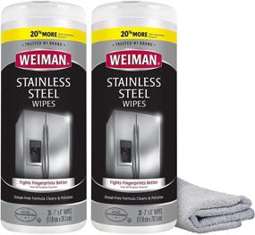 img 2 attached to 🧽 Stainless Steel Cleaner and Polish Wipes Bundle + Microfiber Cloth - Effortlessly Removes Fingerprints, Water Marks, and Grease From Appliances - Ideal for Refrigerators, Ovens, and Grills - Packaging May Vary