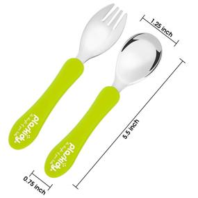 img 2 attached to Plaskidy Stainless Steel Toddler Utensils Set with Silicone Handle - BPA Free, Dishwasher Safe Cutlery for Children, Includes 4 Spoons and 4 Forks