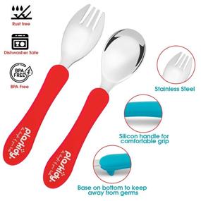 img 3 attached to Plaskidy Stainless Steel Toddler Utensils Set with Silicone Handle - BPA Free, Dishwasher Safe Cutlery for Children, Includes 4 Spoons and 4 Forks