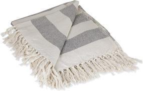 img 4 attached to 🔲 DII Cabana Striped Gray Rustic Farmhouse Cotton Blanket Throw with Fringe - Ideal for Chair, Couch, Picnic, Camping, Beach, Everyday Use - Measures 50 x 60 Inches