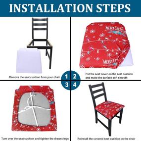 img 2 attached to Deck the Halls with Christmas Chair Covers Set of 4: Festive Dining Kitchen Seat Cushion Slipcovers featuring Holiday Decorations and Stretch Fitted Design - Washable Removable Protectors, Twinkling Christmas Lights