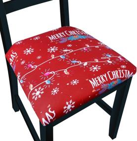 img 4 attached to Deck the Halls with Christmas Chair Covers Set of 4: Festive Dining Kitchen Seat Cushion Slipcovers featuring Holiday Decorations and Stretch Fitted Design - Washable Removable Protectors, Twinkling Christmas Lights