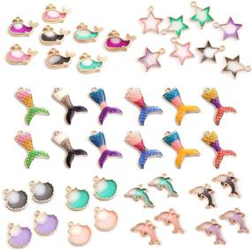 img 4 attached to 🐠 CISENG 44 pcs Gold Plated Enamel Charms: Sea Animal Theme for DIY Jewelry Making and Accessories