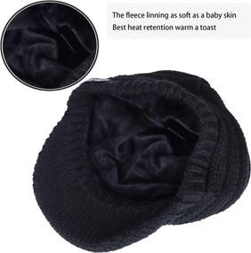 img 1 attached to Stay Cozy and Stylish with the PGTen Women Knit Messy Bun Ponytail Visor Beanie Hat – Featuring Fleece Lining!