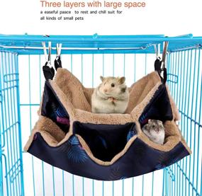 img 3 attached to 🐦 Petmolico Triple-Layer Warm Hammock Bed for Parrot, Sugar Glider, Ferret, Squirrel, Hamster, Rat - Small Pet Hanging Cage Accessories for Playing, Sleeping, and Hideout.