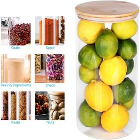 img 1 attached to 🏺 SAIOOL Glass Storage Jars 1.2 Gallon - Natural Bamboo Lid Containers for Storing Large Quantities: Sugar, Cereal, and More