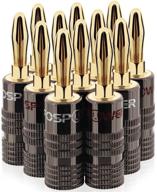 🔌 fospower banana plugs 6 pairs / 12 pcs, closed screw 24k gold plated speaker wire connectors – ideal for wall plate, home theater, audio/video receiver, amplifiers, and sound systems logo