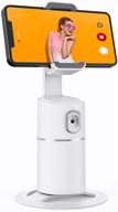 📹 белый автоматический держатель для телефона с отслеживанием лица | крепление для камеры с умной съемкой 360° | тренога для прямой трансляции на живо | аккумулятор с возможностью зарядки | не требуется приложение логотип