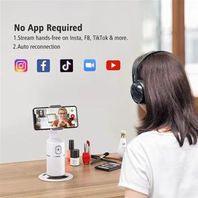 img 1 attached to 📹 White Auto Face Tracking Phone Holder | 360° Rotation Smart Shooting Camera Mount | Live Vlog Streaming Tripod | Rechargeable Battery | No App Required