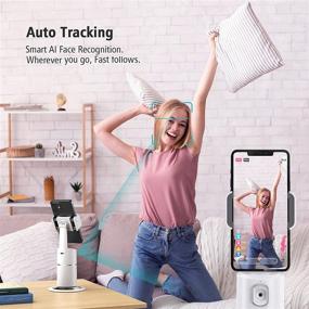 img 2 attached to 📹 White Auto Face Tracking Phone Holder | 360° Rotation Smart Shooting Camera Mount | Live Vlog Streaming Tripod | Rechargeable Battery | No App Required