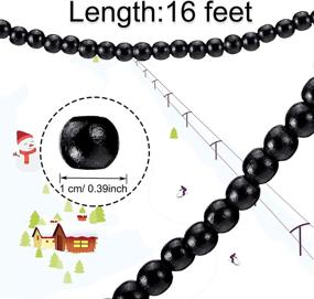 img 2 attached to Christmas Tree Wood Bead Garland - 16ft Wooden Bead Garland for Holiday Decoration (Black)