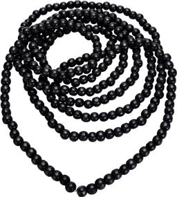 img 4 attached to Christmas Tree Wood Bead Garland - 16ft Wooden Bead Garland for Holiday Decoration (Black)