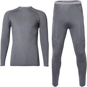 img 4 attached to 🧥 TAKIYA Men's Fleece Lined Thermal Underwear Set - Soft Winter Warm Long John Base Layer Top & Bottom