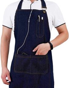 img 1 attached to Tosewever Cotton Chef Aprons for Men and Women with Cross Back Design and Spacious Pockets