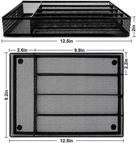 img 3 attached to HaWare Stainless Steel Flatware Drawer Organizer - 5 Compartment Silverware Tray Holder for Kitchen/Office - Super Sturdy (12.5 x 9.2Inch, Black)