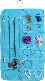 img 4 attached to Ultimate Space-Saving Jewelry Organizer: OUR Fashion Hanging Storage Bag with 40 Pockets and 8 Hook and Loops (Blue, 400650mm)